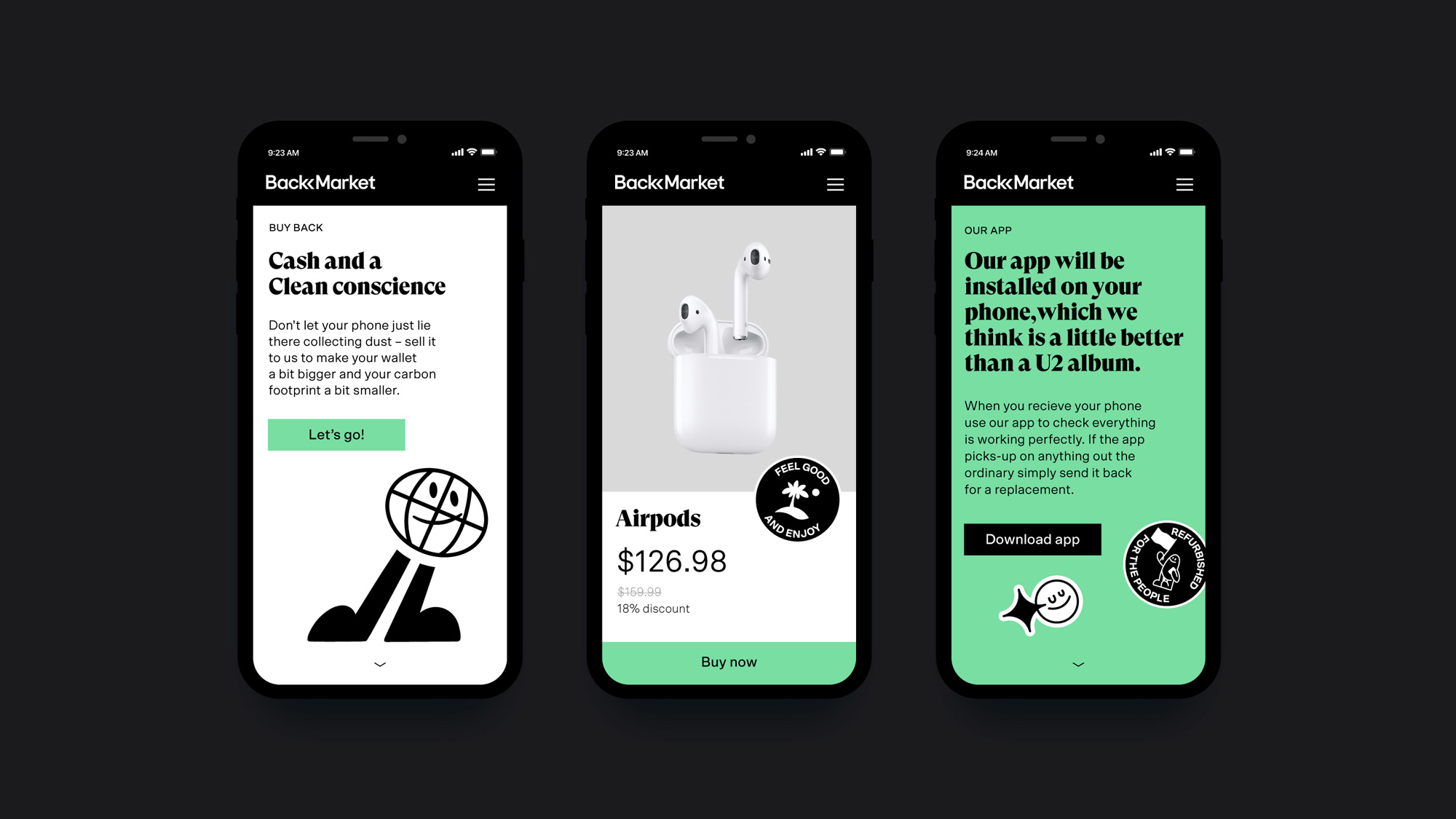 Back Market電子設(shè)備翻新服務(wù)商公司vi設(shè)計(jì)，APP設(shè)計(jì)